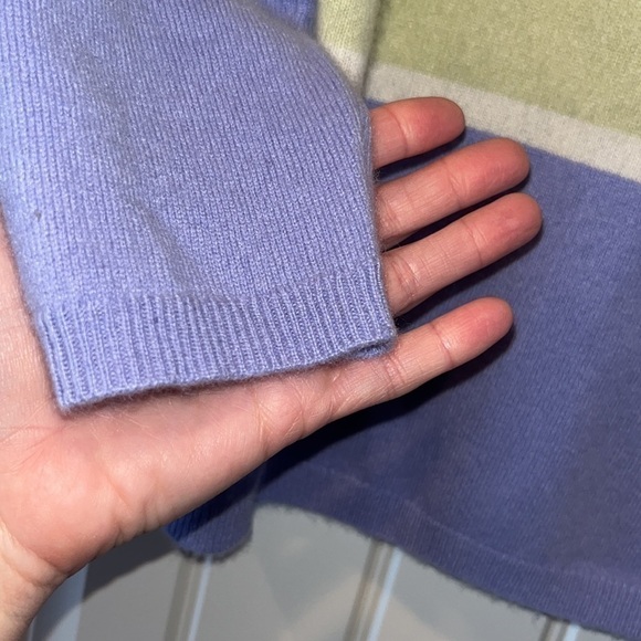 BEAUTIFUL pastel stripe Ann Taylor cashmere turtleneck sweater 3/4 sleeve M - Picture 6 of 7